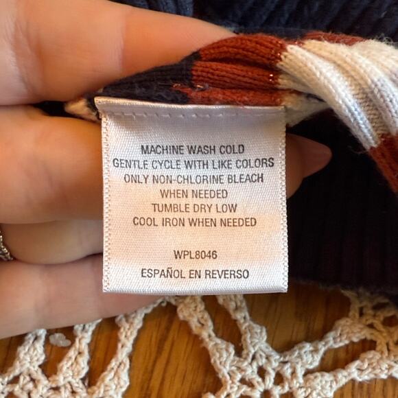 Bar III Blue and Orange Striped Bell Sleeve Sweater - Picture 4 of 5